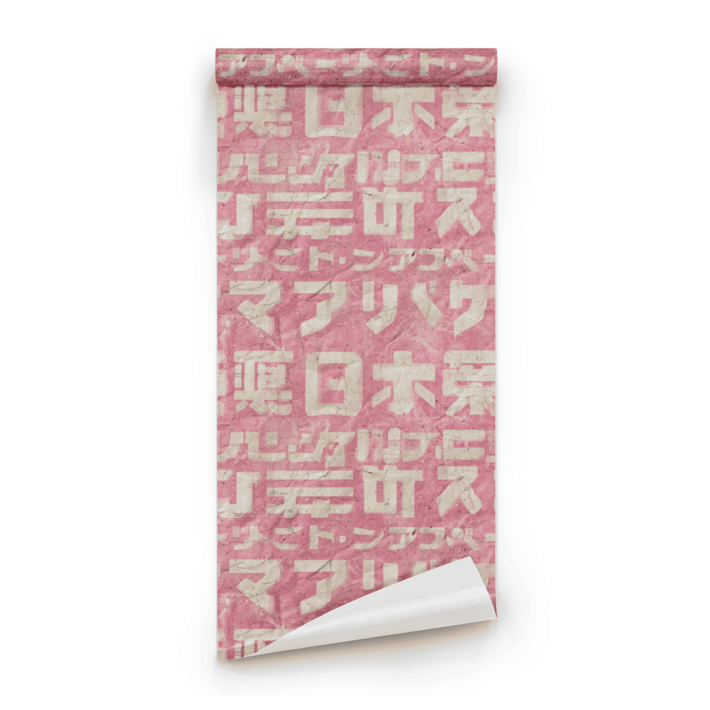 Pink Geometric Wallpaper roll preview showing the Tokyo geometric drawing in close soft pink grit detail