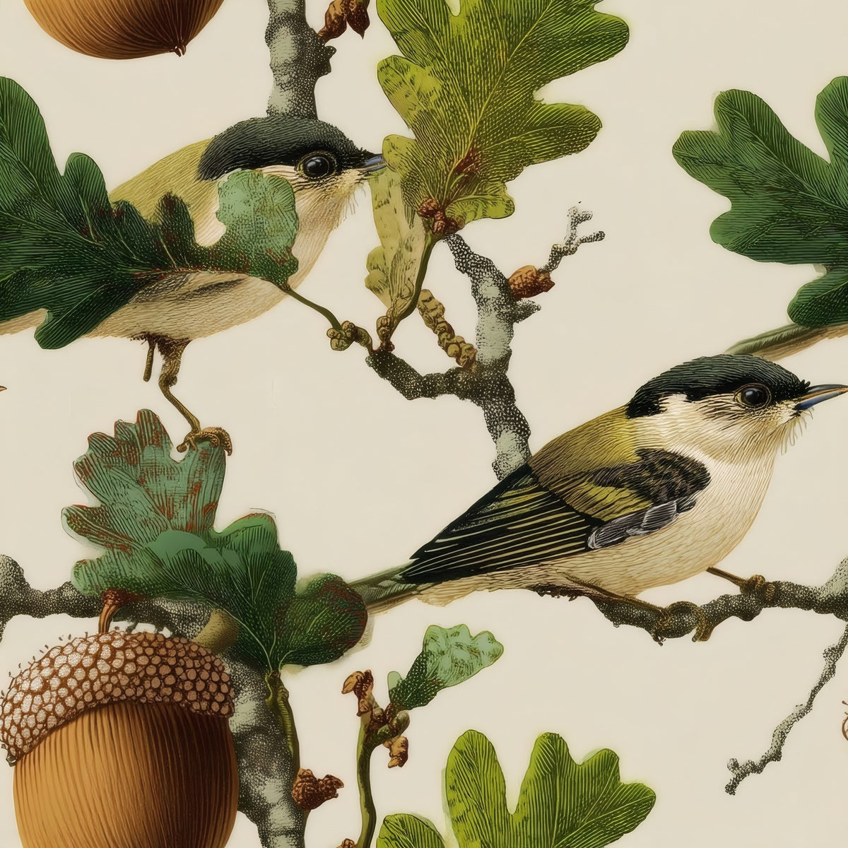 Acorn Grove large scale wallpaper pattern repeat