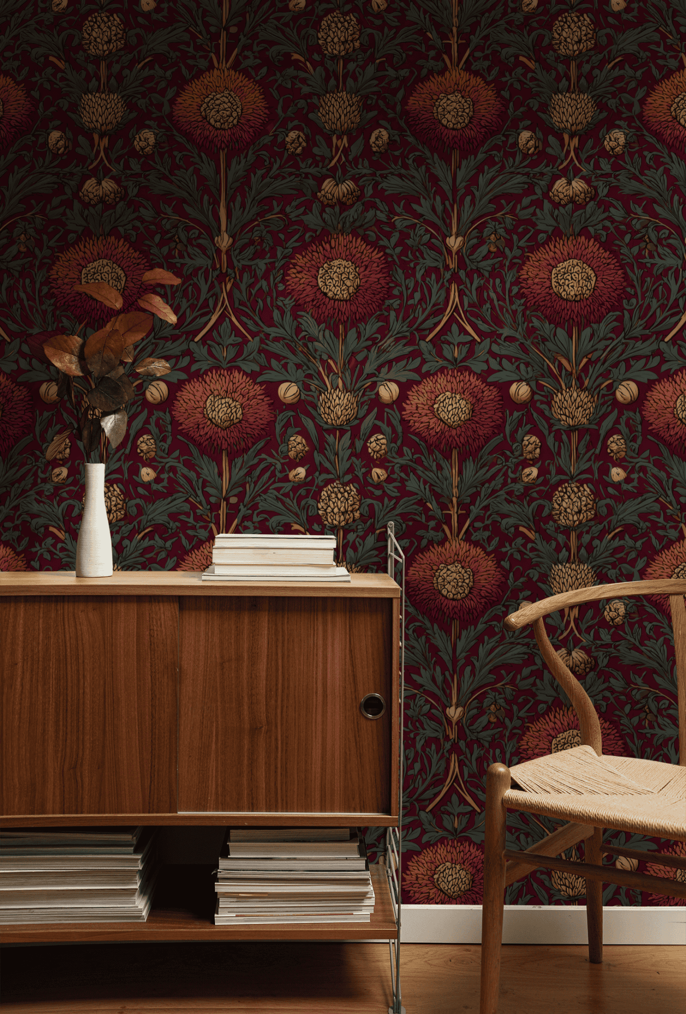 Crimson Blooms Wallpaper