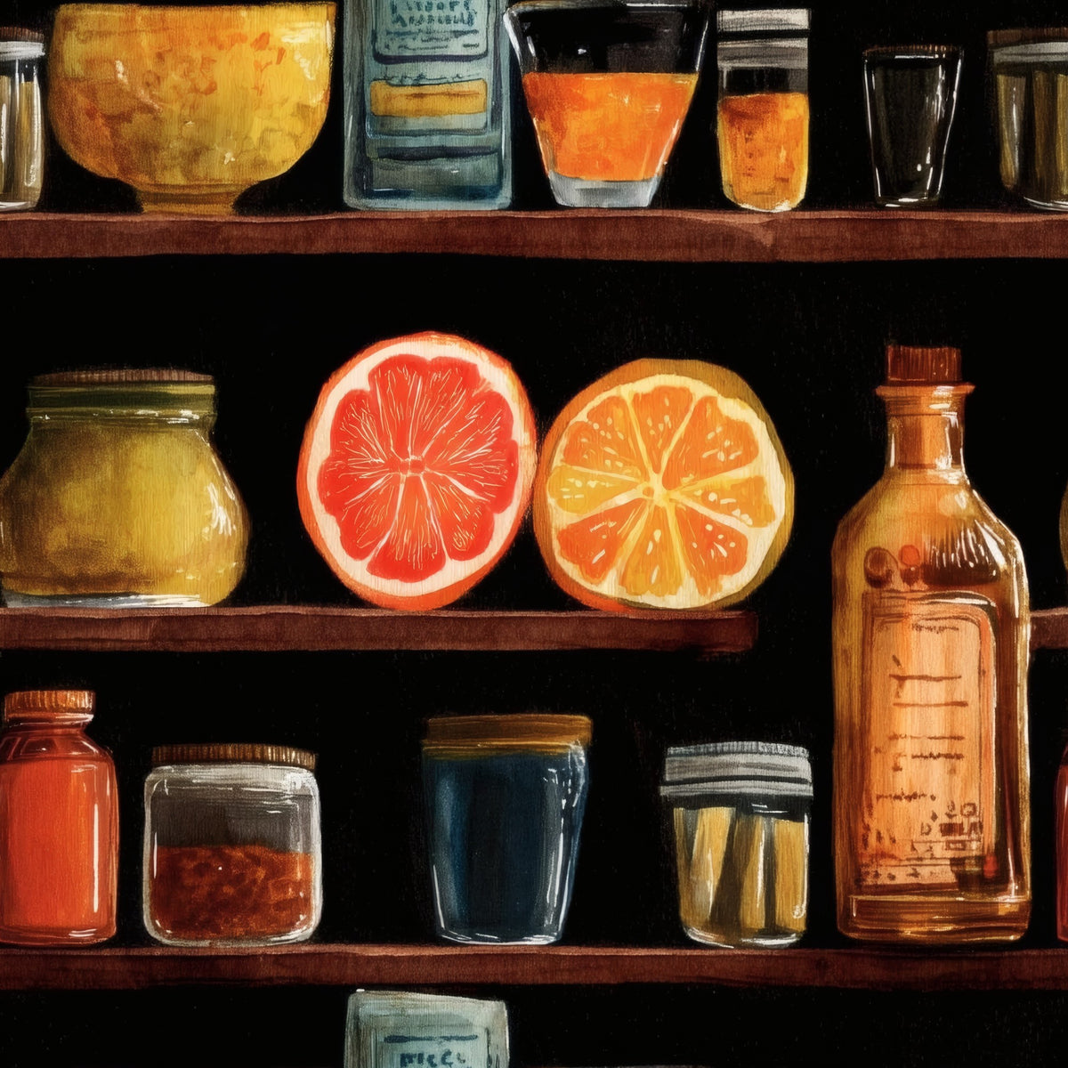 Apothecary Shelf large scale wallpaper pattern repeat