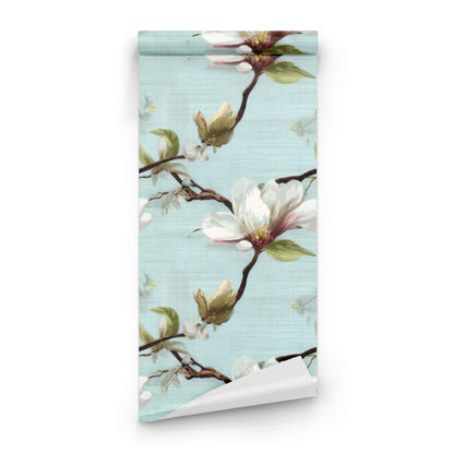 Roll of Aqua Blossom large scale wallpaper