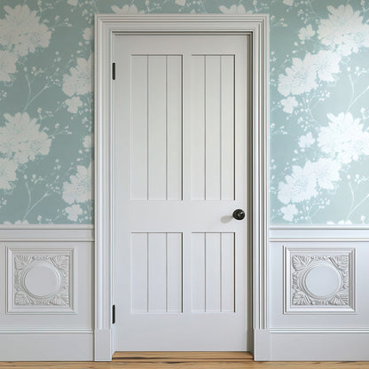 Aqua Carnation large scale wallpaper in a styled room