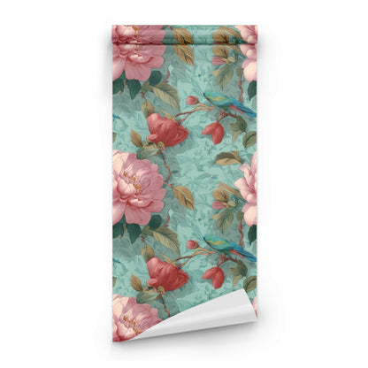 Roll of Aqua Orchard large scale wallpaper