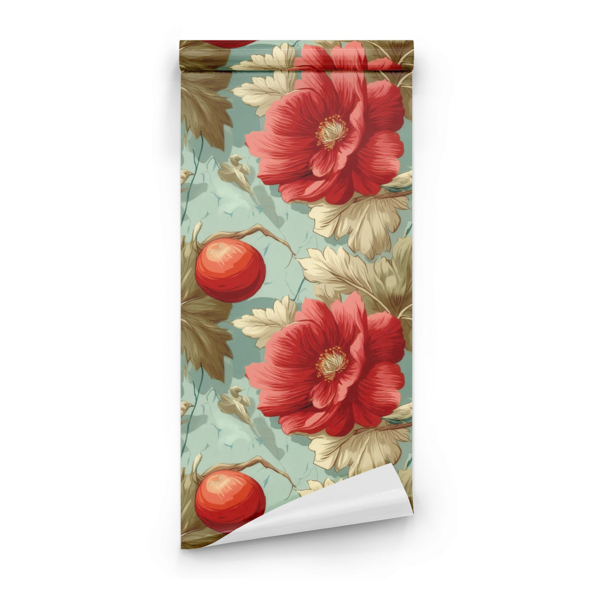 Roll of Aqua Poppy large scale wallpaper