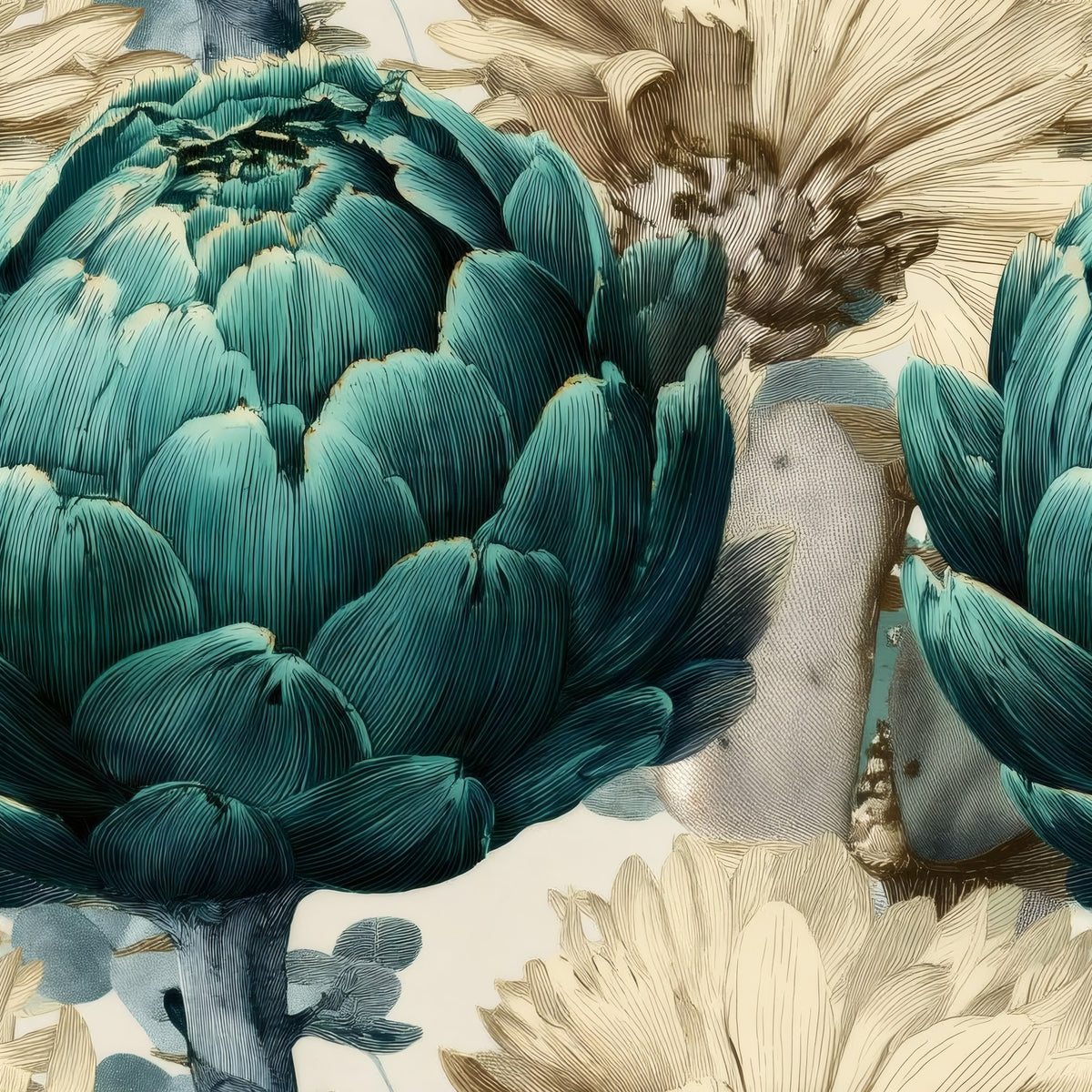 Artichoke Patch large scale wallpaper pattern repeat