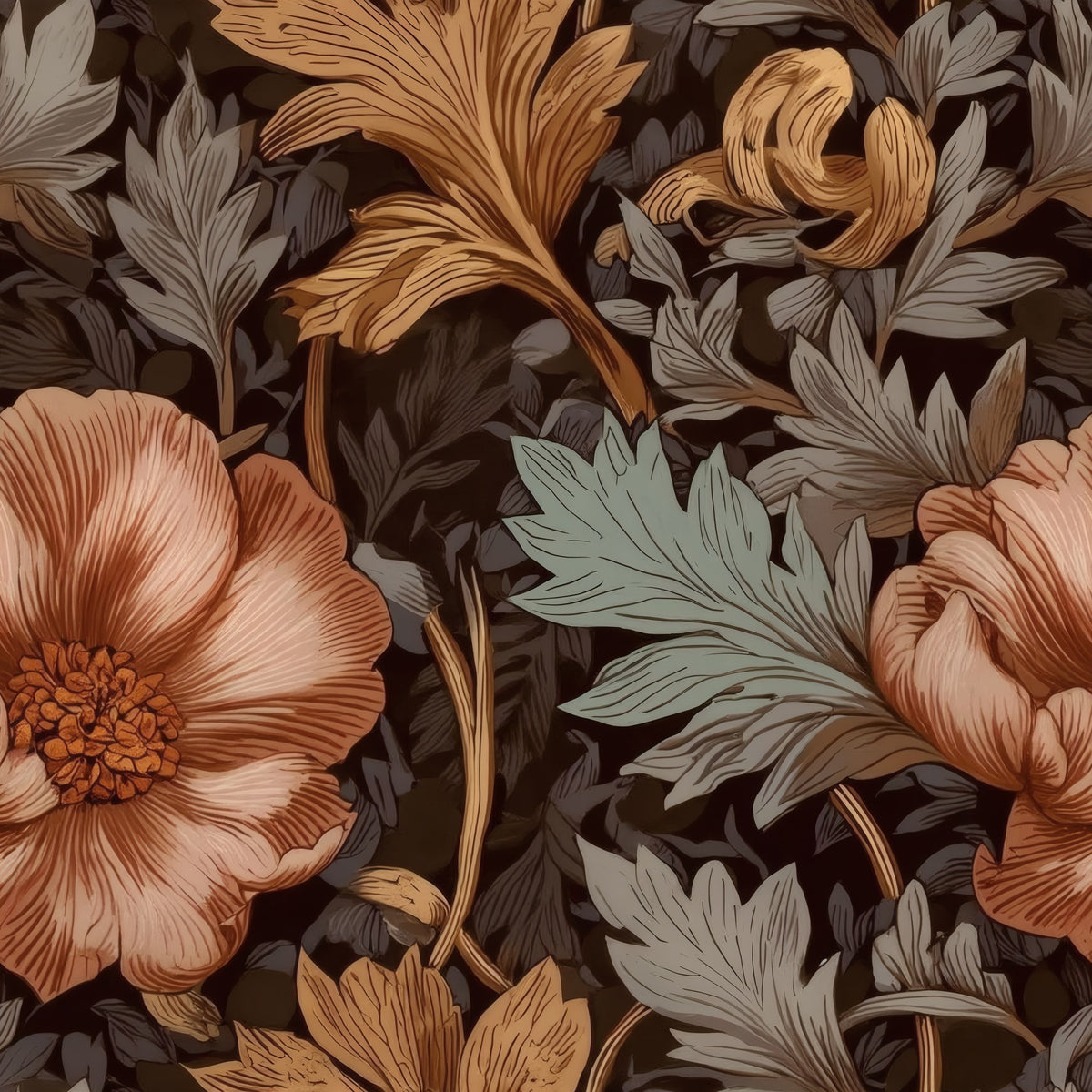 Autumn Roses large scale wallpaper pattern repeat