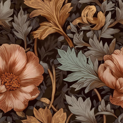 Autumn Roses large scale wallpaper pattern repeat