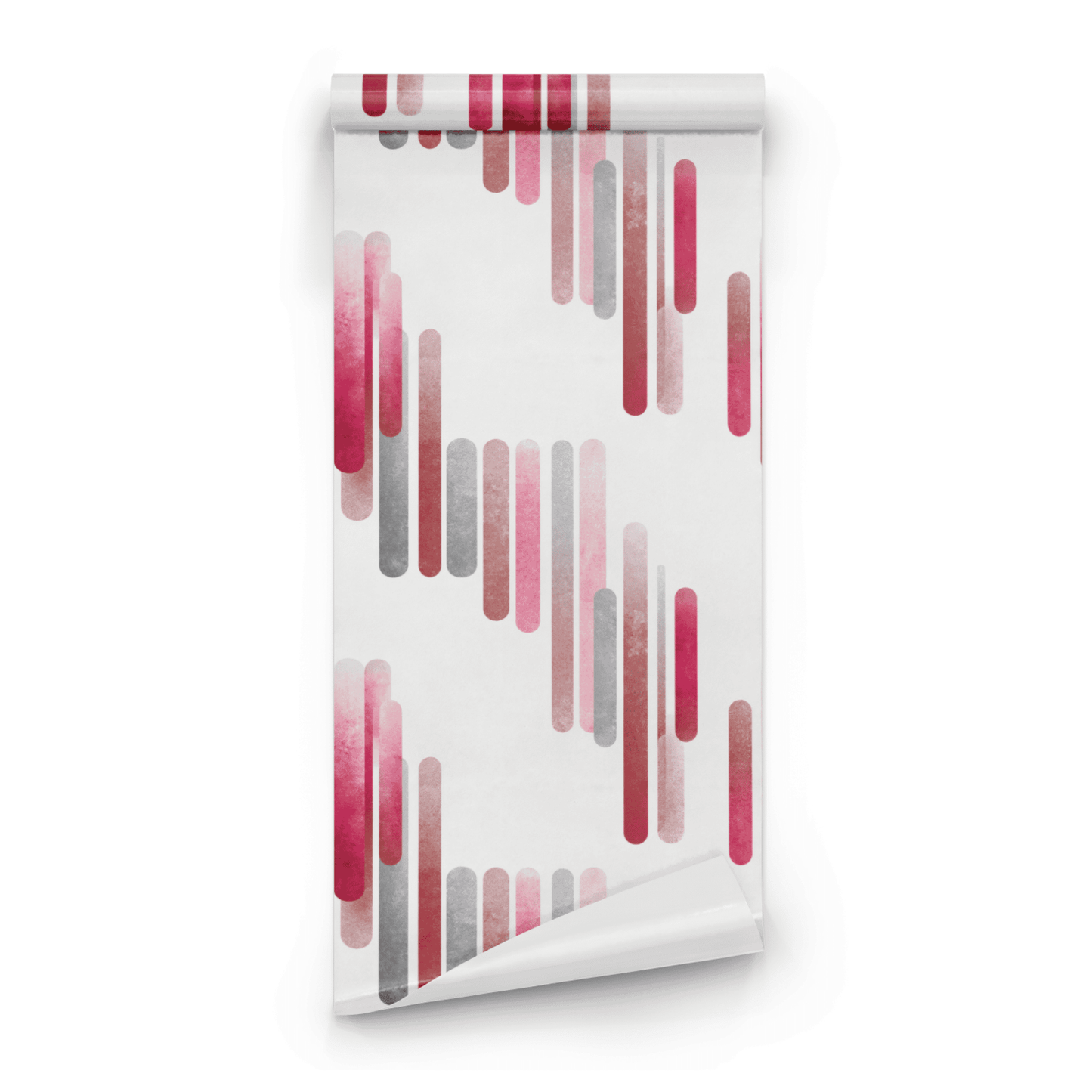 Pink Geometric Wallpaper roll preview showing the capsule geometric pattern in close-up faded pink detail