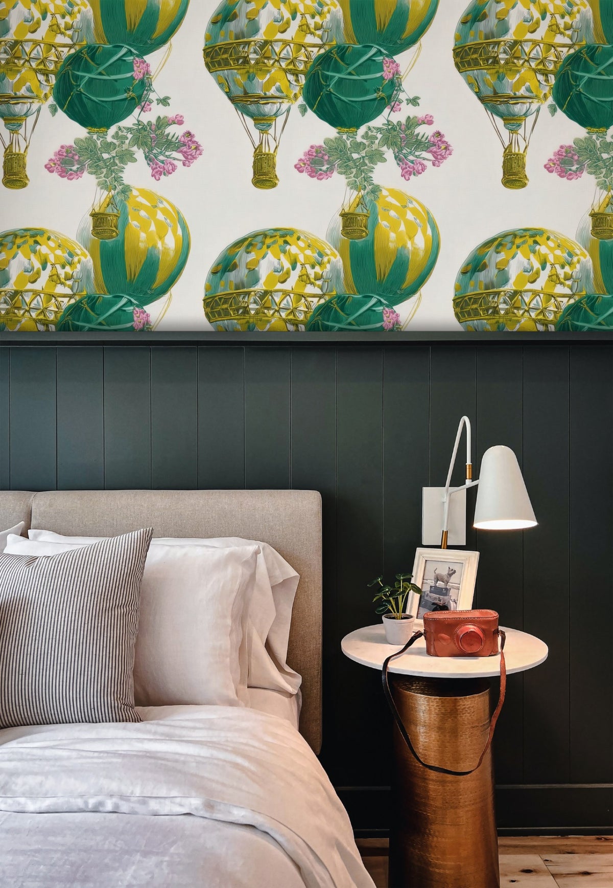 Balloon Ride large scale wallpaper in a styled room