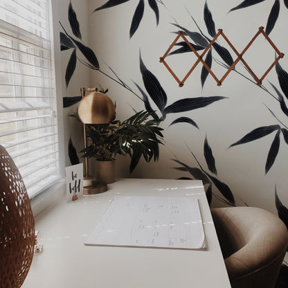 Bamboo Leaf large scale wallpaper in a styled room