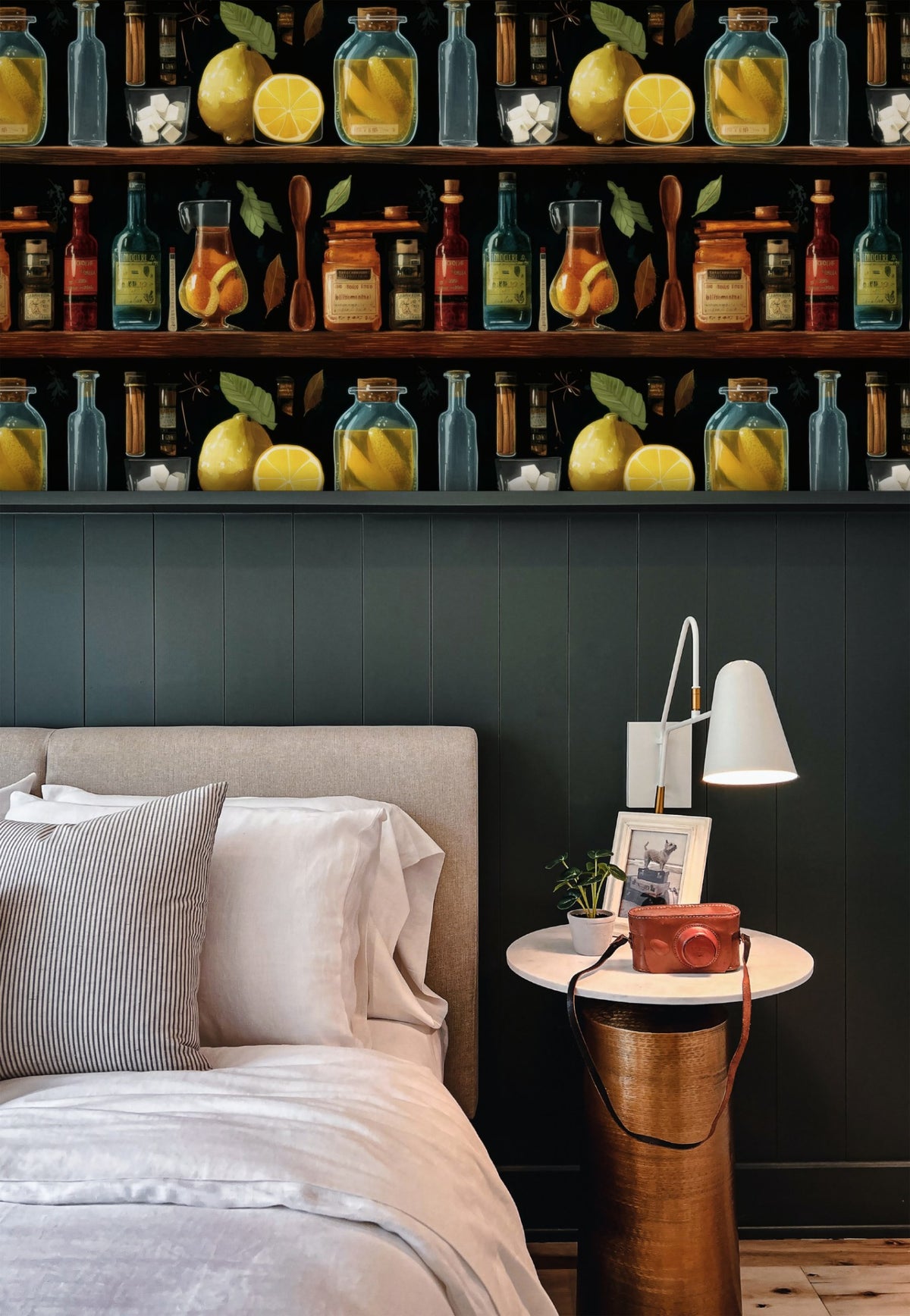 Bar Shelf large scale wallpaper in a styled room