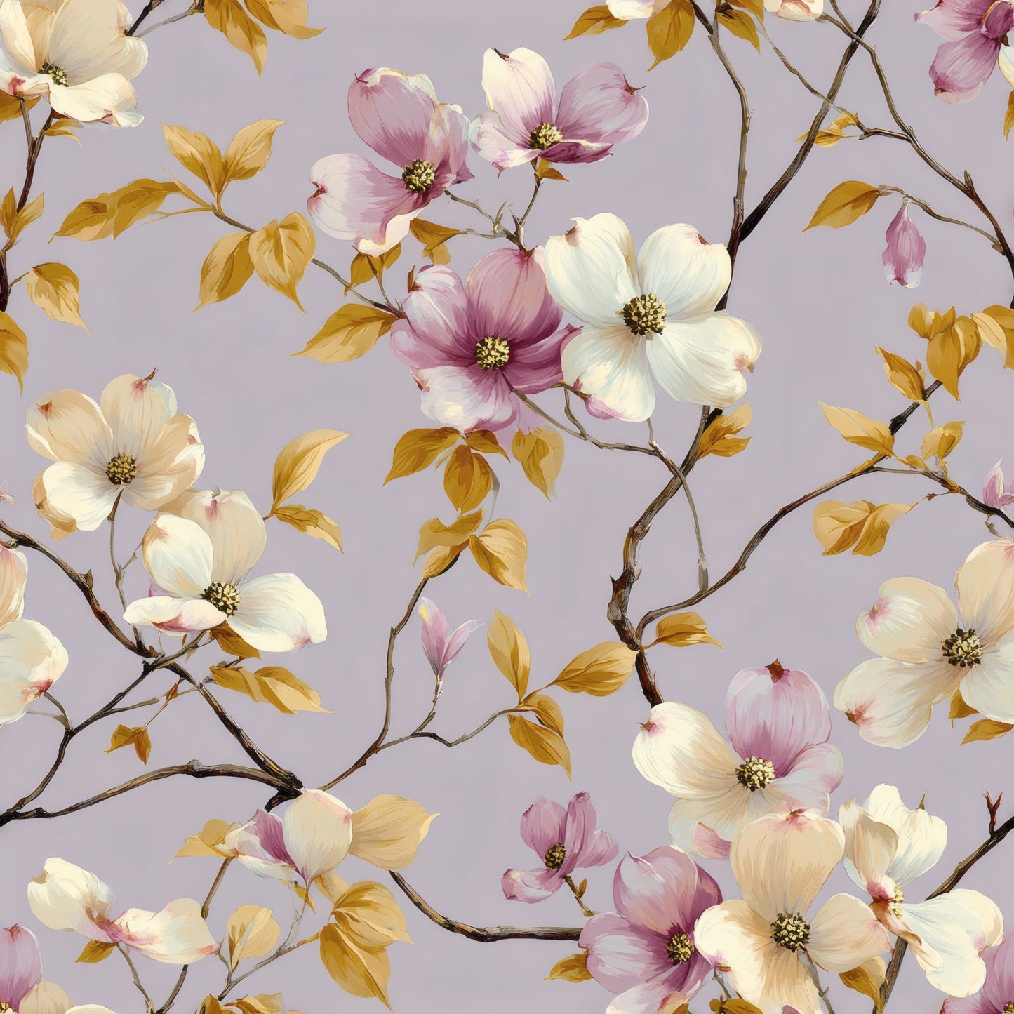 Gilded Dogwood Wallpaper