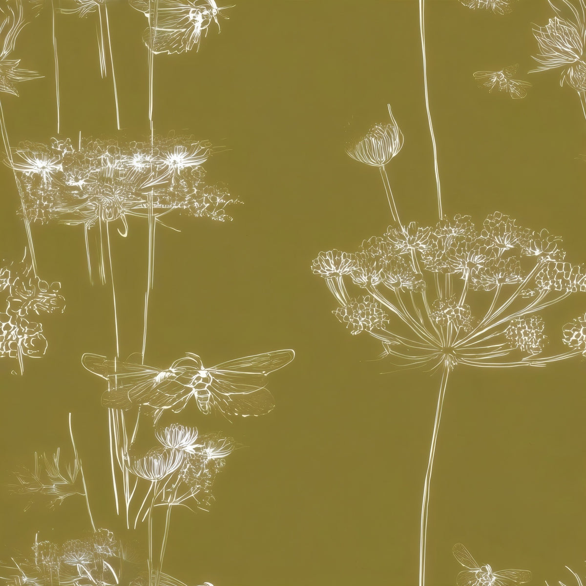 Bee Meadow large scale wallpaper pattern repeat