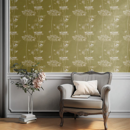 Bee Meadow large scale wallpaper in a styled room