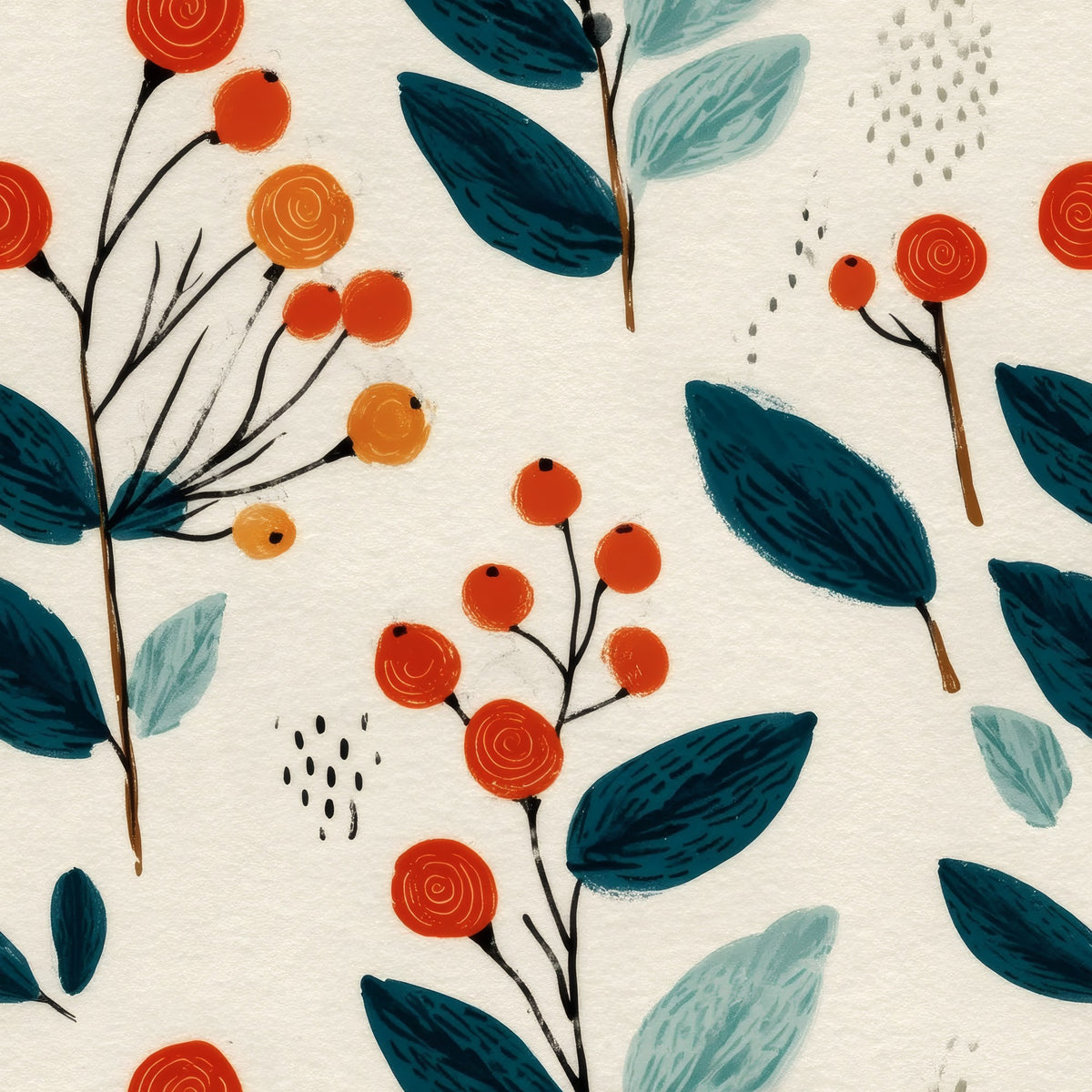 Berry Sprig large scale wallpaper pattern repeat