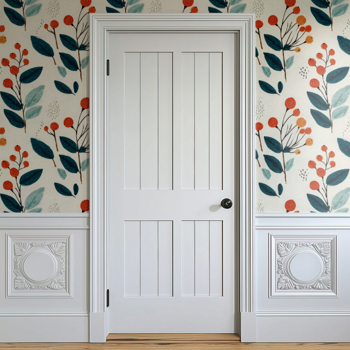Berry Sprig large scale wallpaper in a styled room