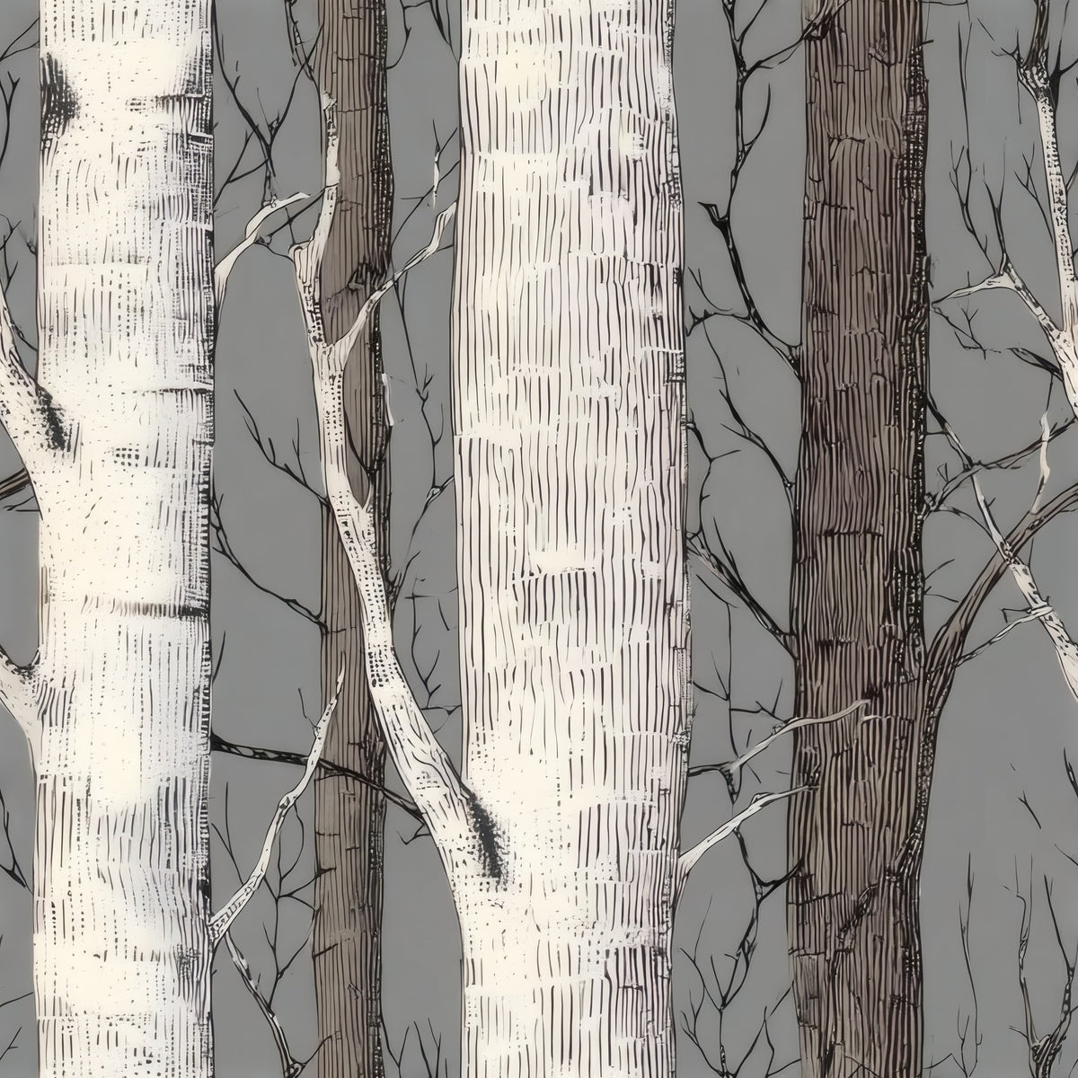 Birch Grove large scale wallpaper pattern repeat