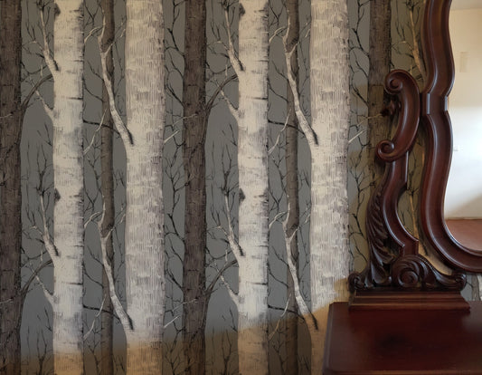 Birch Grove large scale wallpaper in a styled room
