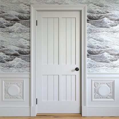 Black Wave large scale wallpaper in a styled room