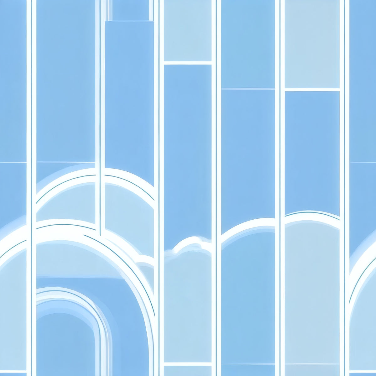 Blue Arches large scale wallpaper pattern repeat