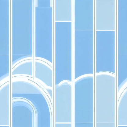 Blue Arches large scale wallpaper pattern repeat