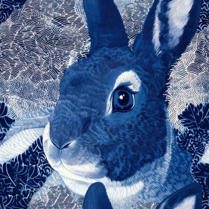 Blue Rabbit large scale wallpaper pattern repeat