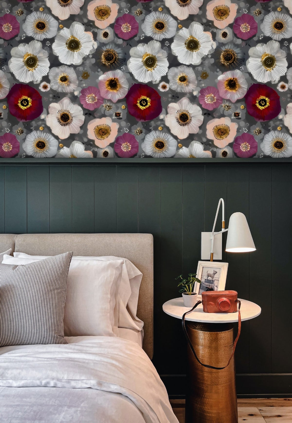 Blush Anemone large scale wallpaper in a styled room