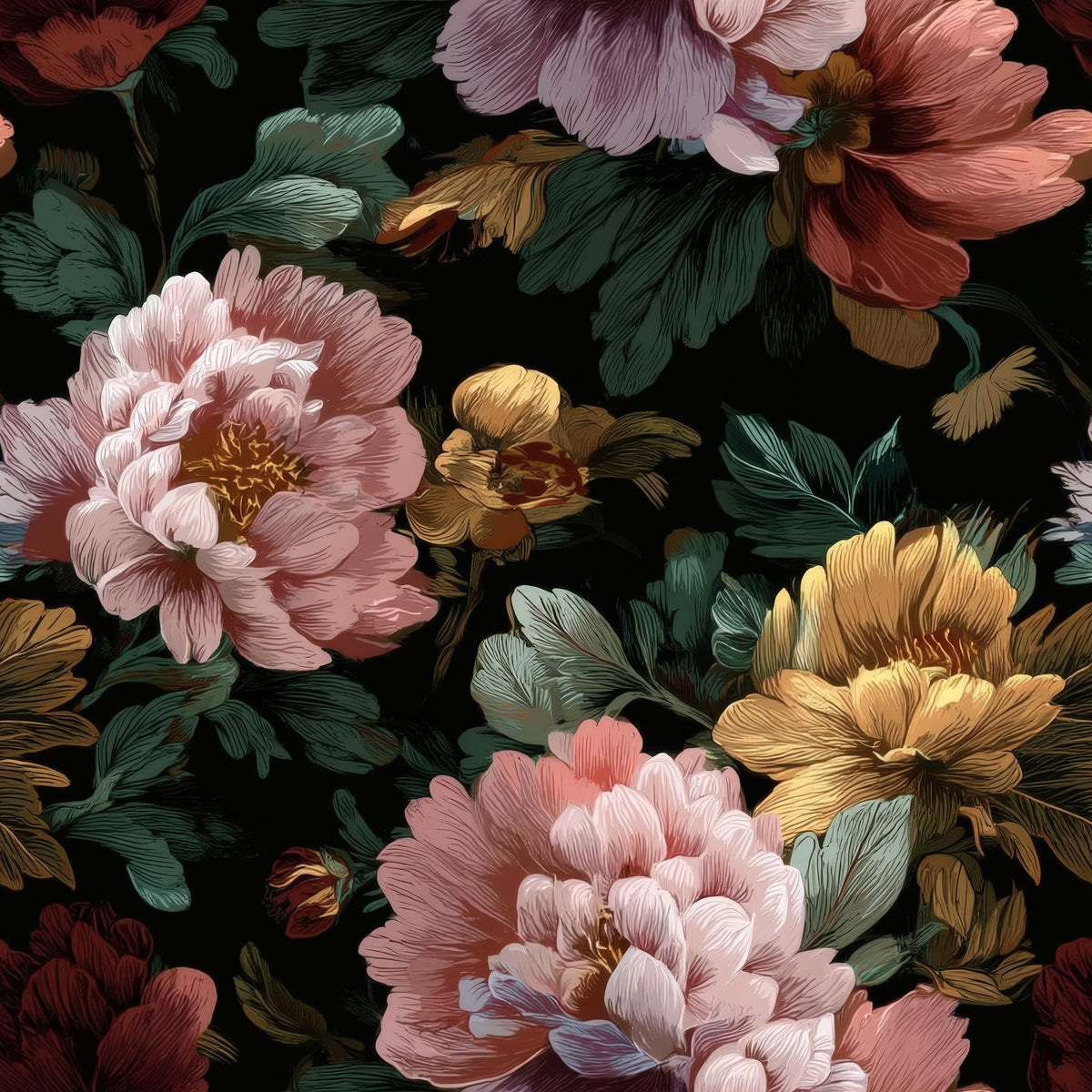 Blush Bouquet large scale wallpaper pattern repeat