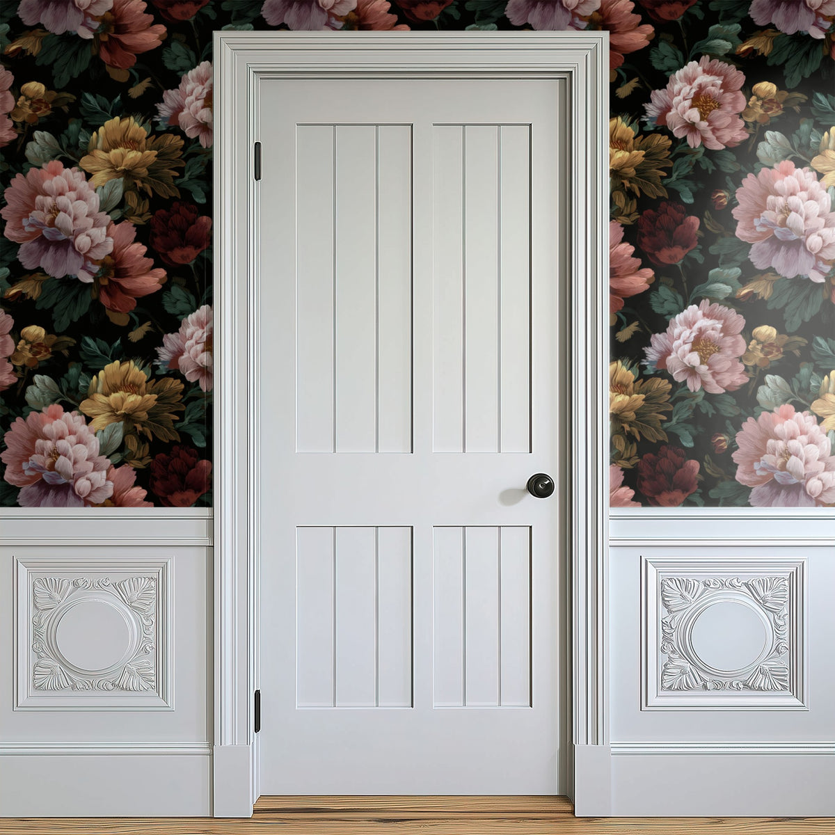 Blush Bouquet large scale wallpaper in a styled room