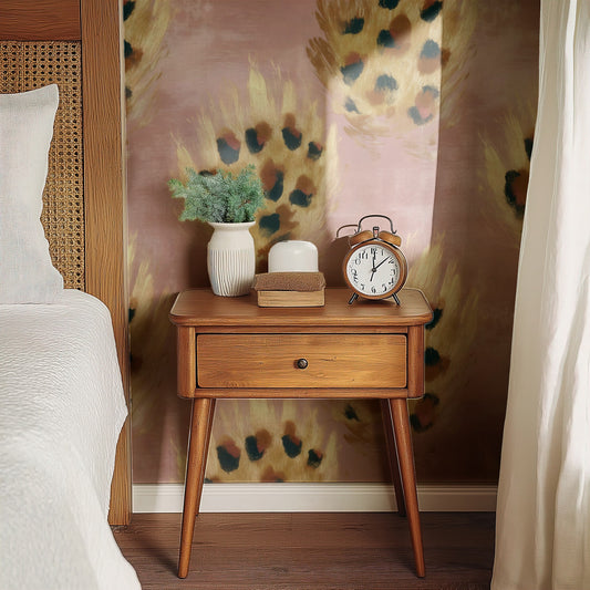 Blush Leopard large scale wallpaper in a styled room