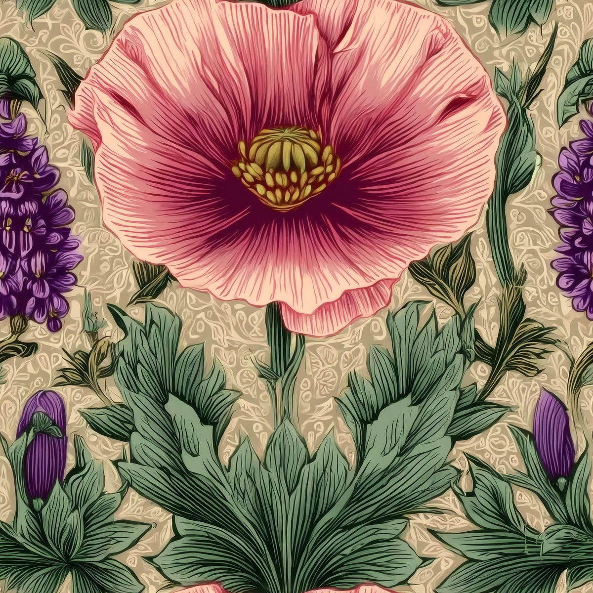 Blush Poppy large scale wallpaper pattern repeat