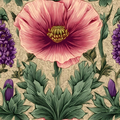 Blush Poppy large scale wallpaper pattern repeat
