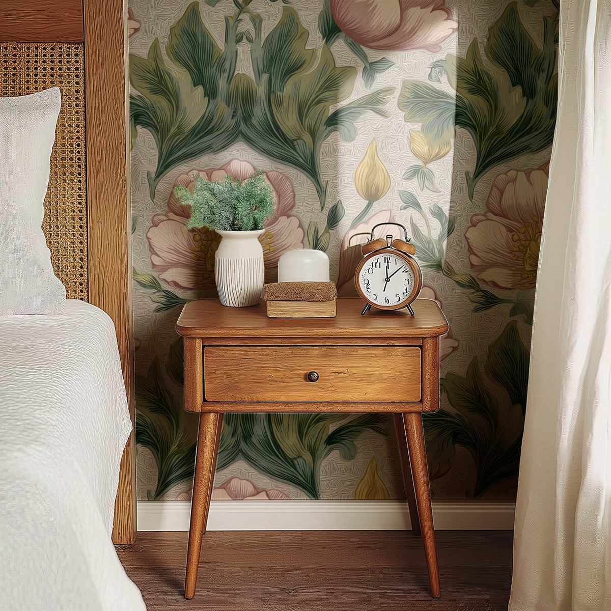 Blush Tulip large scale wallpaper in a styled room