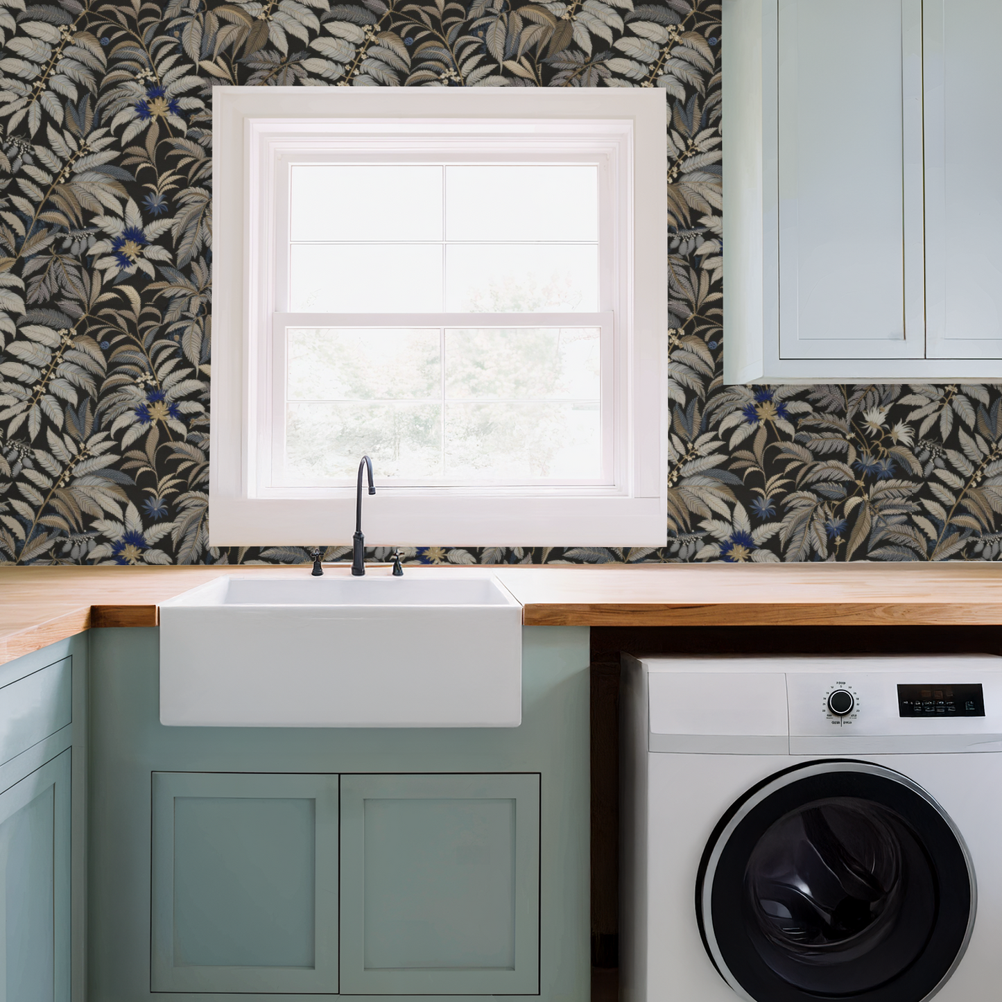 Art Deco Azure Botanica Wallpaper