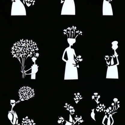 Bouquet Silhouette large scale wallpaper pattern repeat