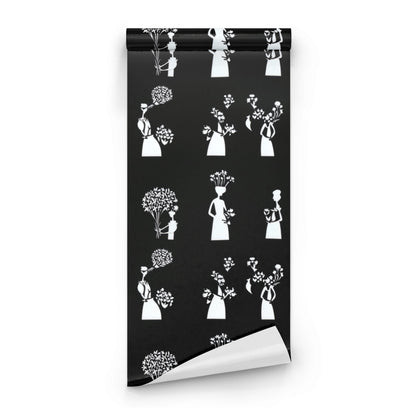 Roll of Bouquet Silhouette large scale wallpaper