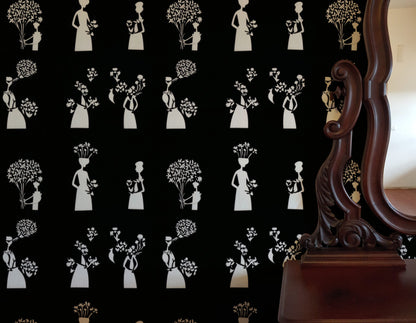 Bouquet Silhouette large scale wallpaper in a styled room