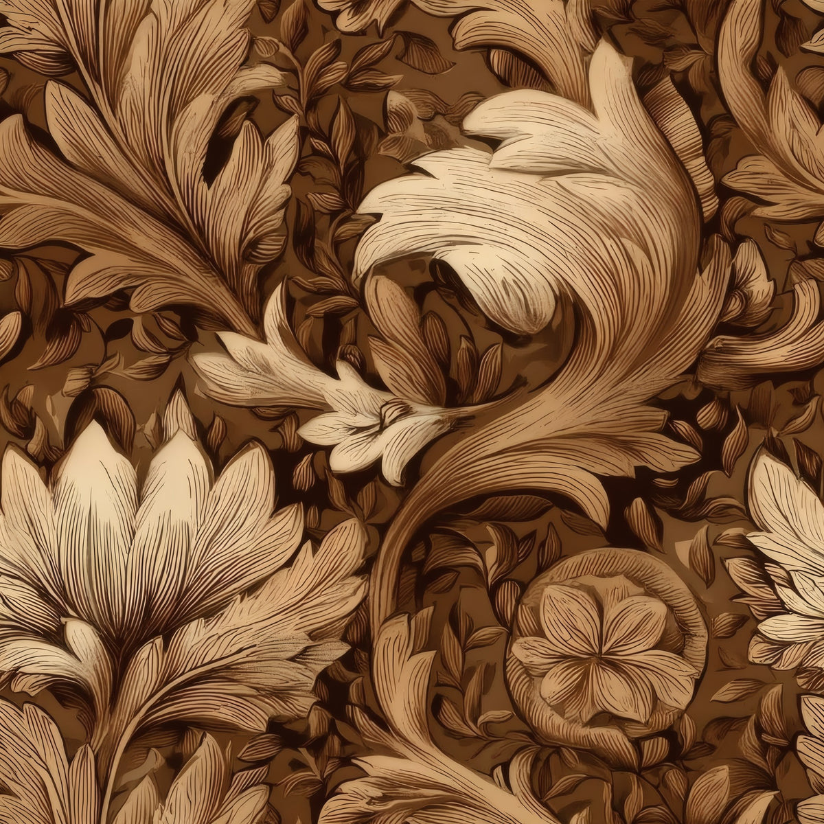 Bronze Leaves large scale wallpaper pattern repeat