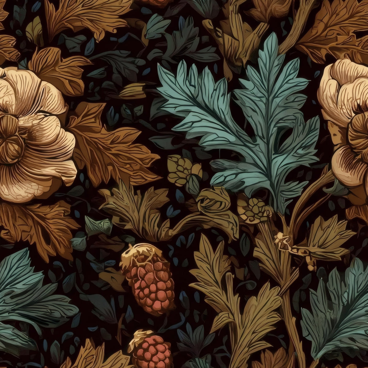 Brown Leaves large scale wallpaper pattern repeat