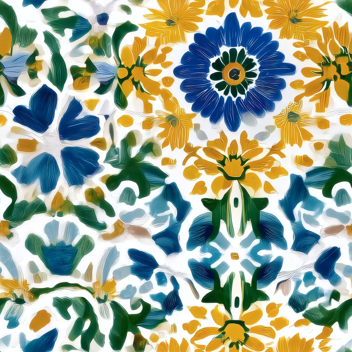 Brushstroke Daisy large scale wallpaper pattern repeat
