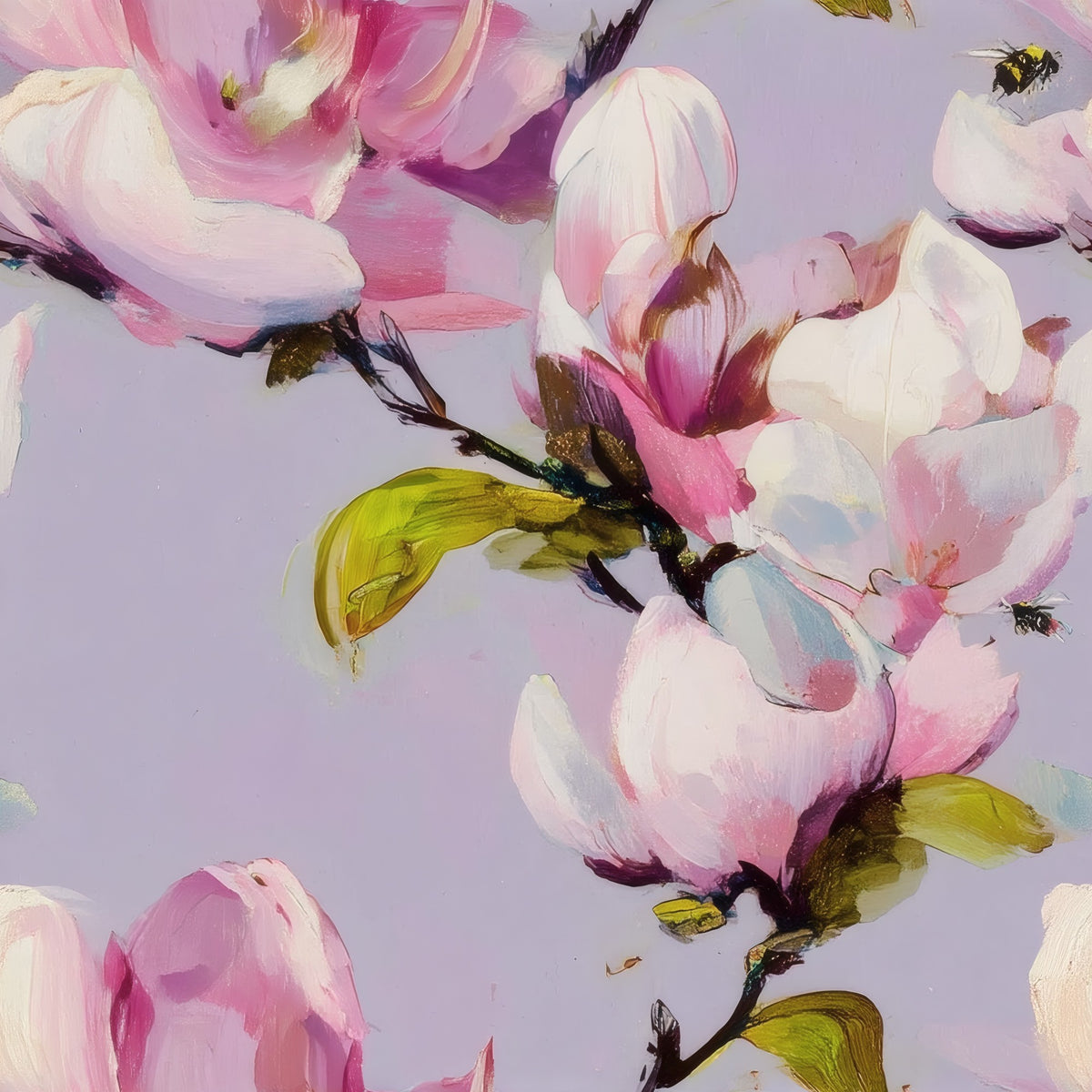 Bumble Magnolia large scale wallpaper pattern repeat