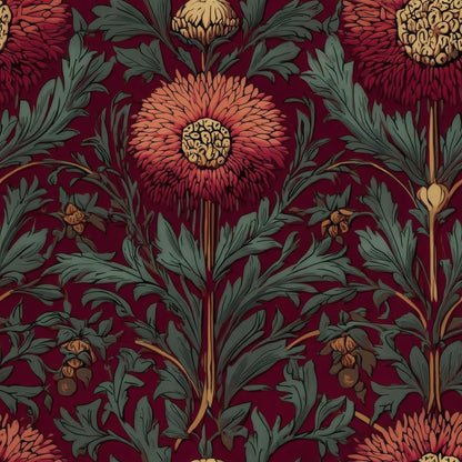 Burgundy Pompom large scale wallpaper pattern repeat