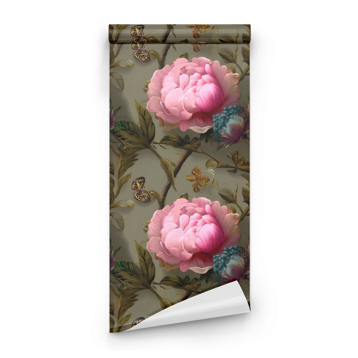 Roll of Butterfly Peony large scale wallpaper
