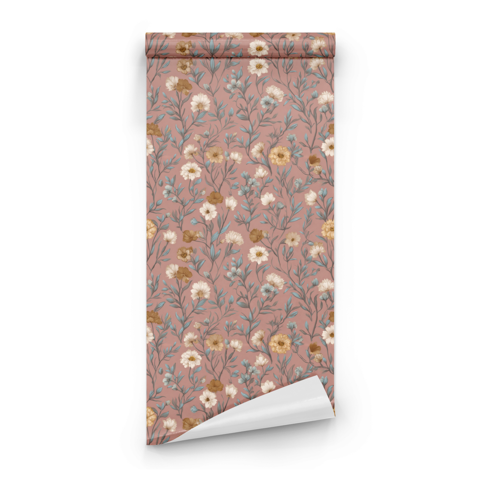 Terra Cotta | Pink Floral Wallpaper | Cottagecore - Roll Preview