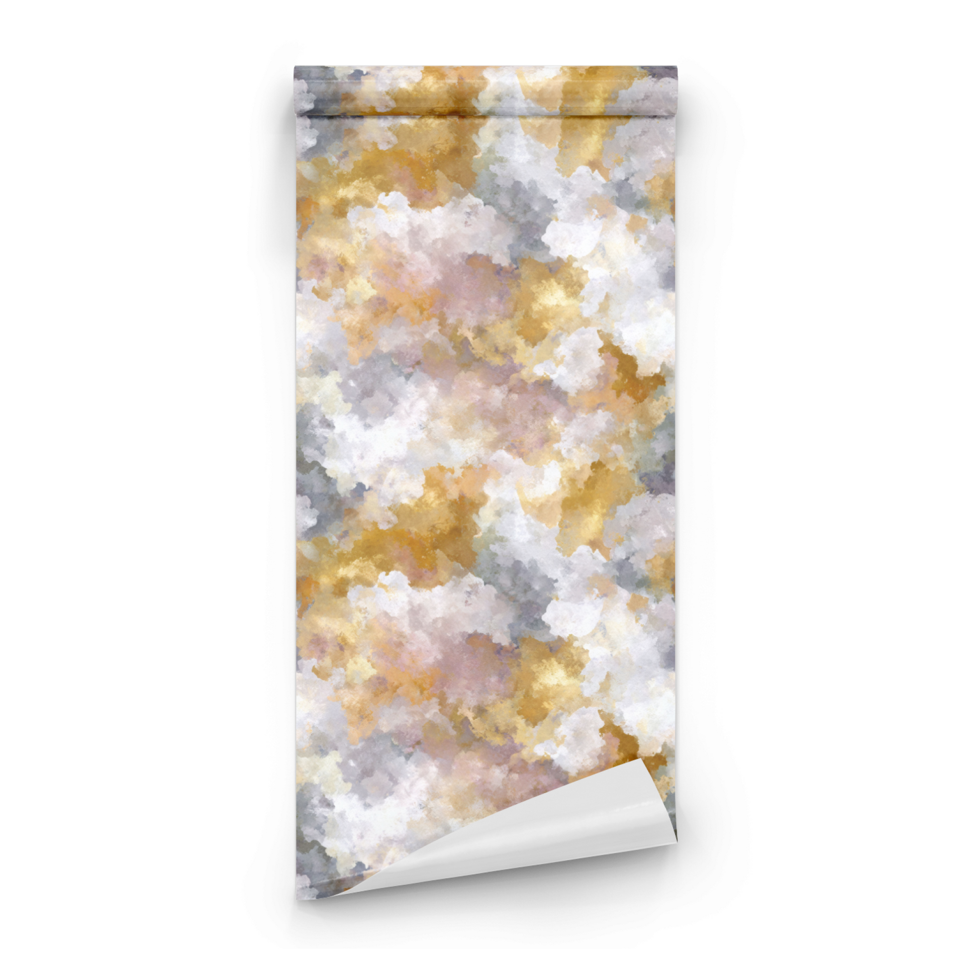 Neutral Abstract Wallpaper roll preview showing the abstract nimbus drawing in close opulent neutral watercolor detail