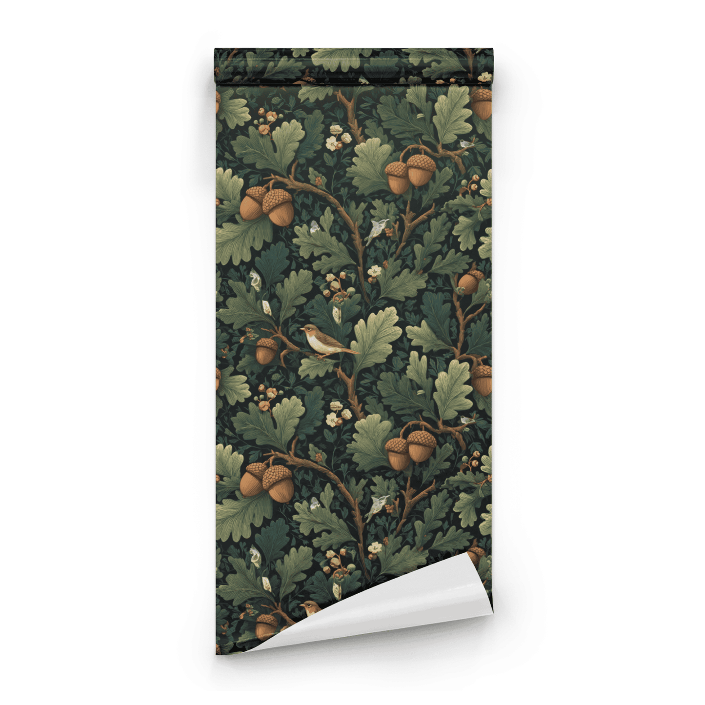 Gothic Oakwood | Green Bird Pattern Wallpaper | Woodland - Roll Preview