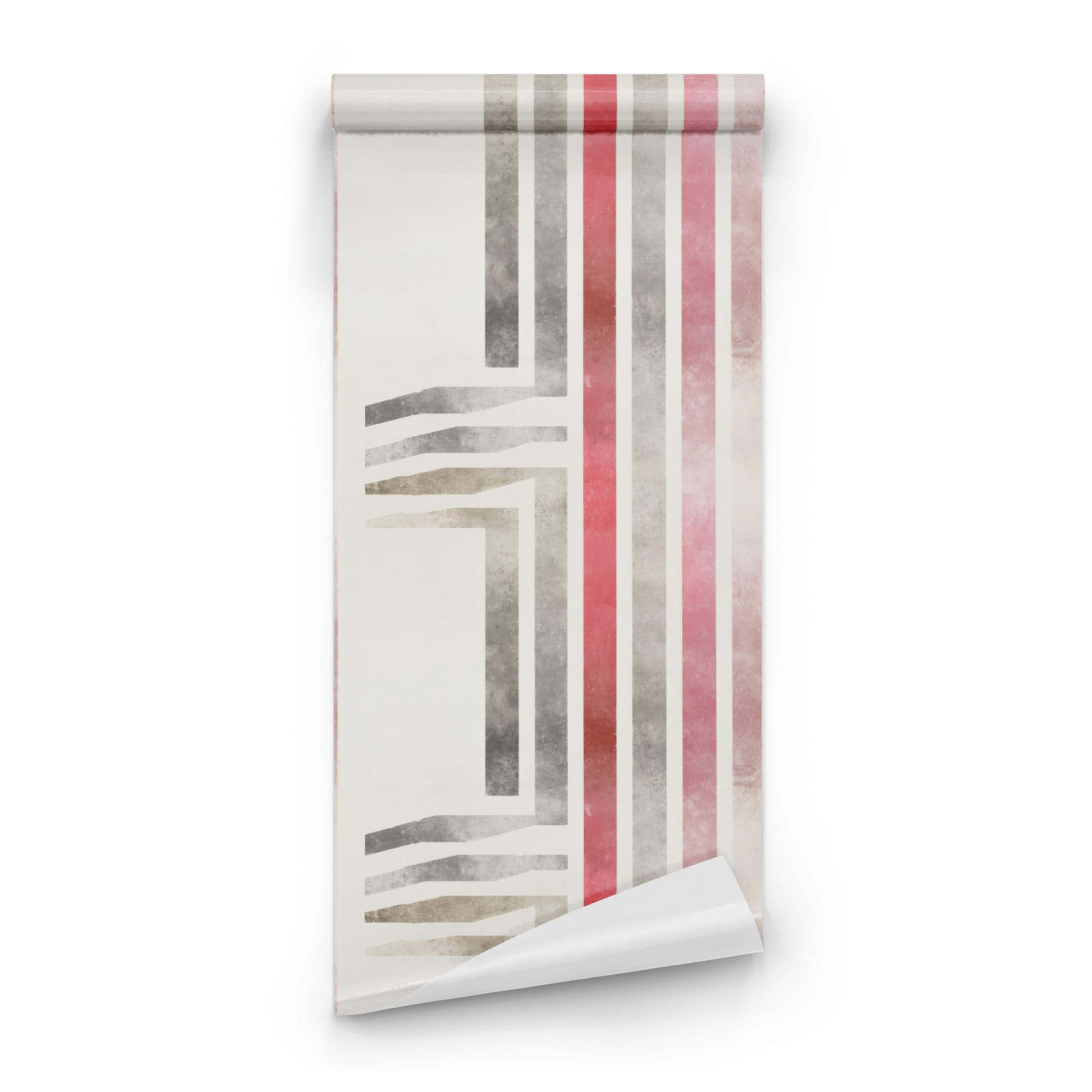 Cream Striped Wallpaper roll close-up showing the minimalist stripe pattern in clean cream line