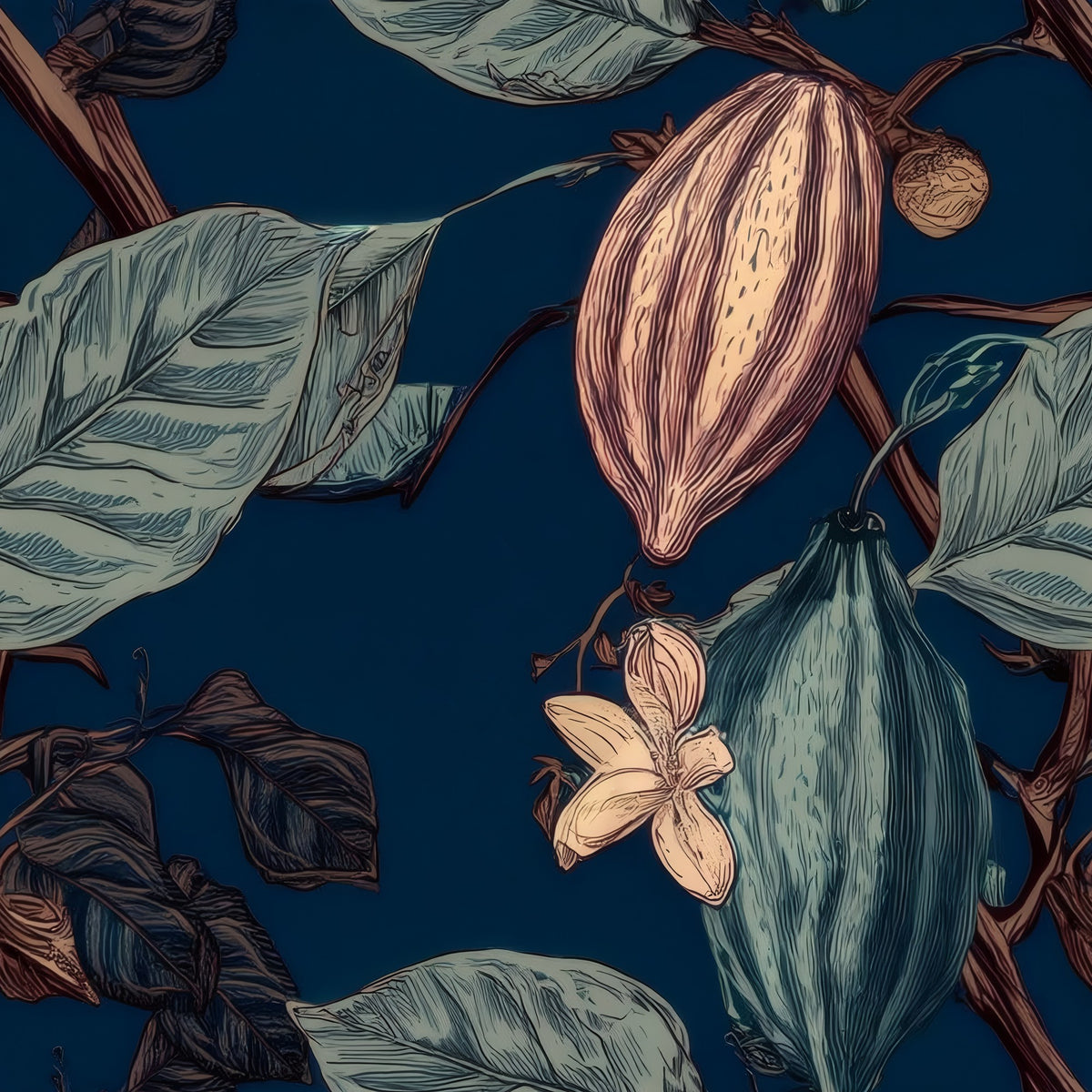Cacao Pods large scale wallpaper pattern repeat