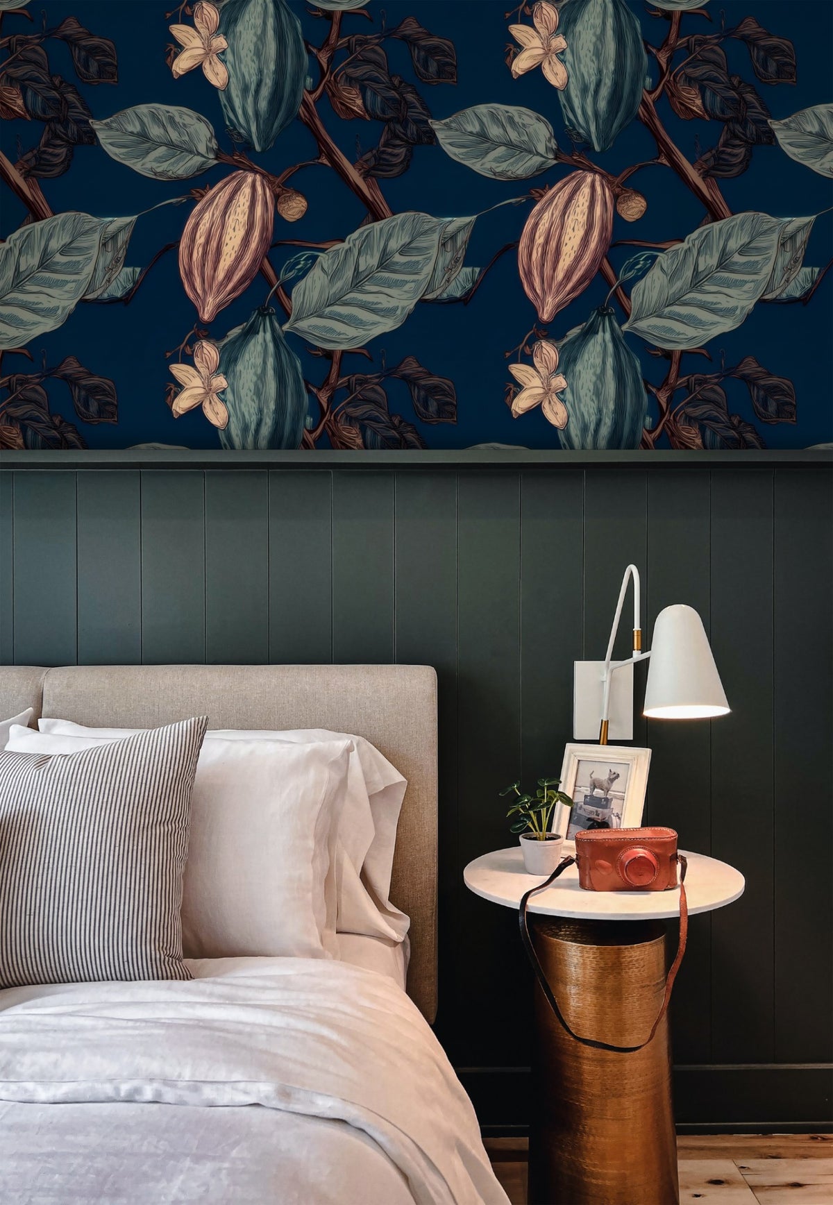 Cacao Pods large scale wallpaper in a styled room