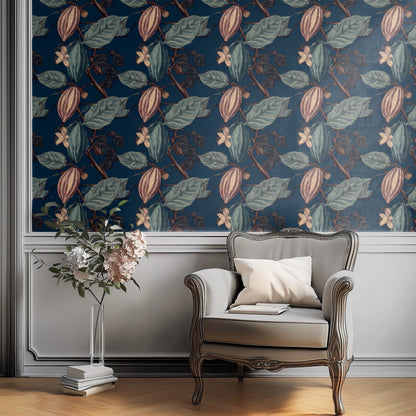 Cacao Pods large scale wallpaper in a styled room